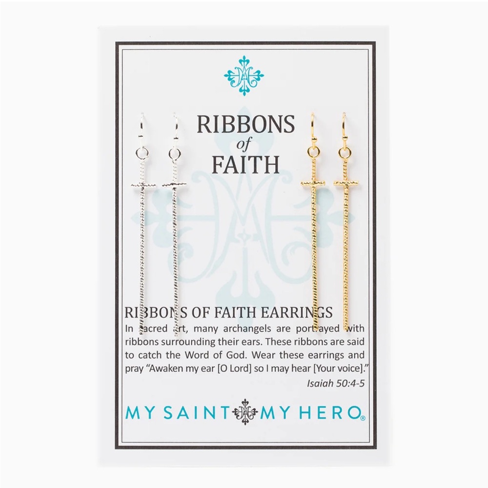 My Saint My Hero Ribbons of Faith Earrings Set - 2 pair NWT